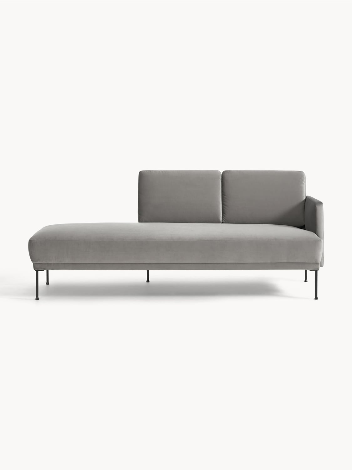 Fluente Velvet-Ottoman — Stone Grey