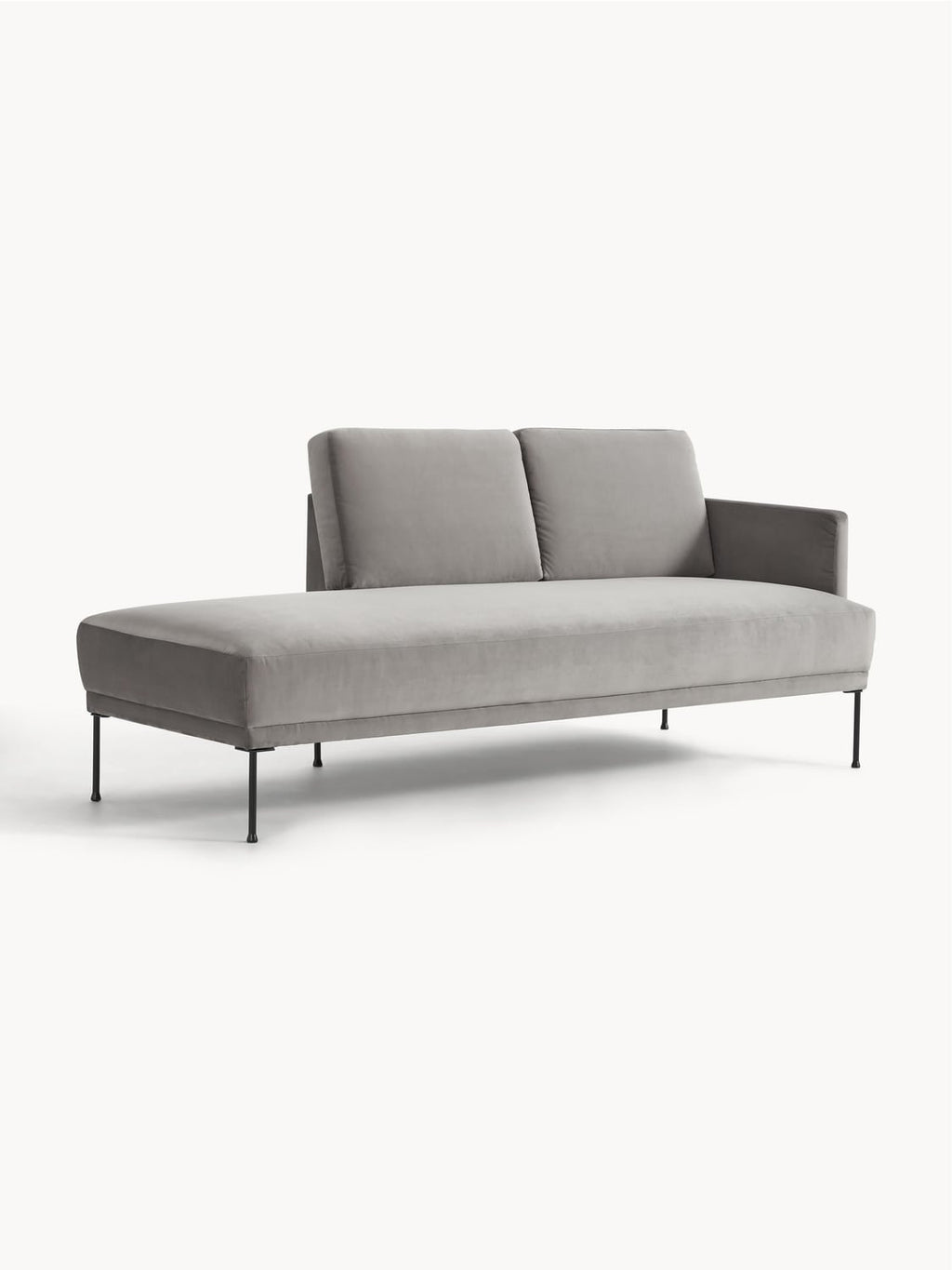Fluente Velvet-Ottoman — Stone Grey