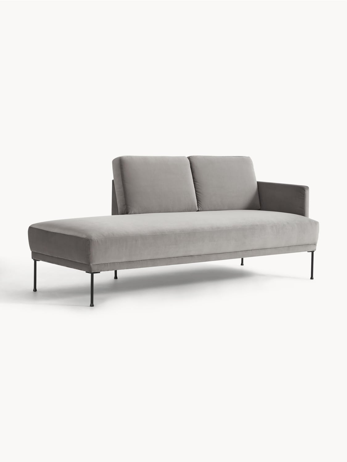 Fluente Velvet-Ottoman — Stone Grey