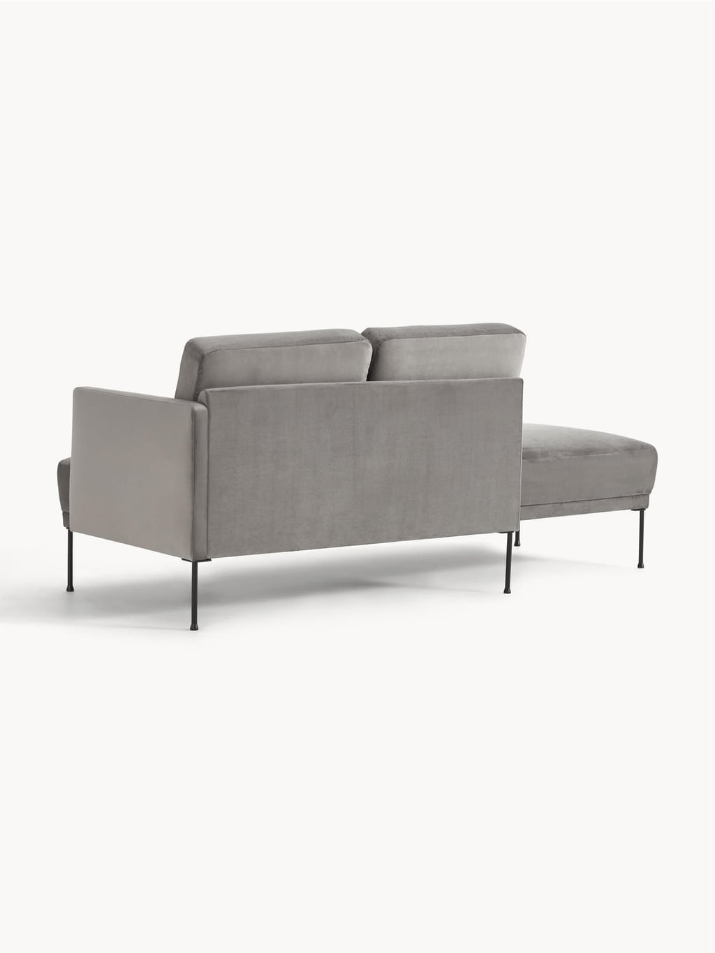 Fluente Velvet-Ottoman — Stone Grey