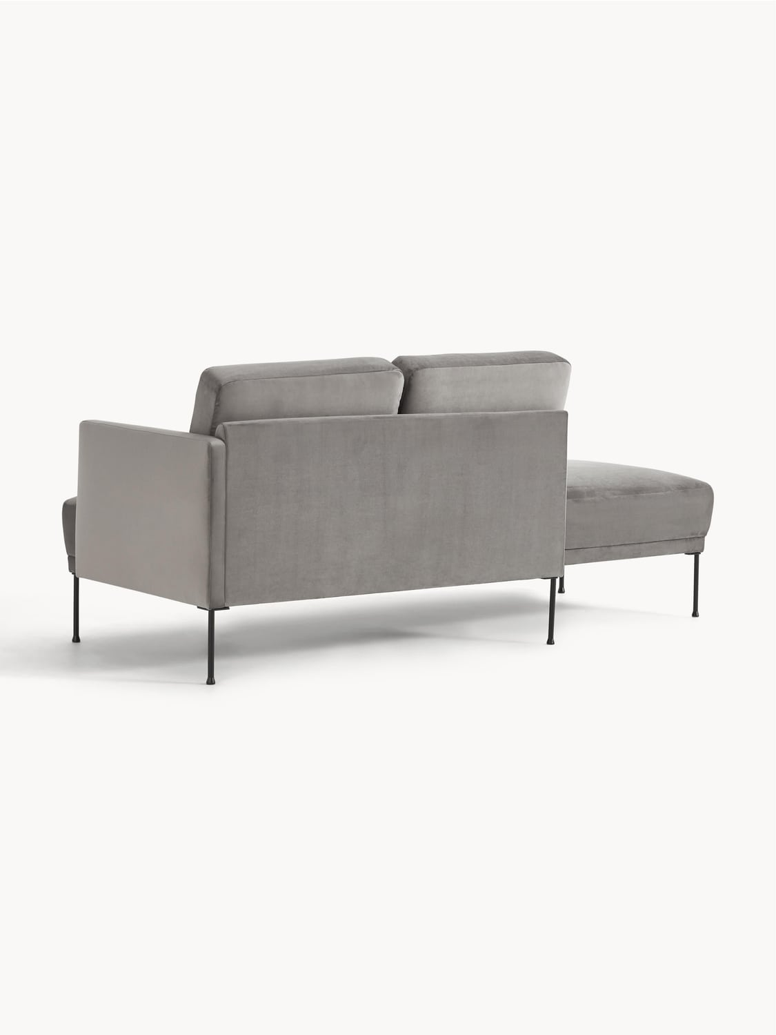Fluente Velvet-Ottoman — Stone Grey