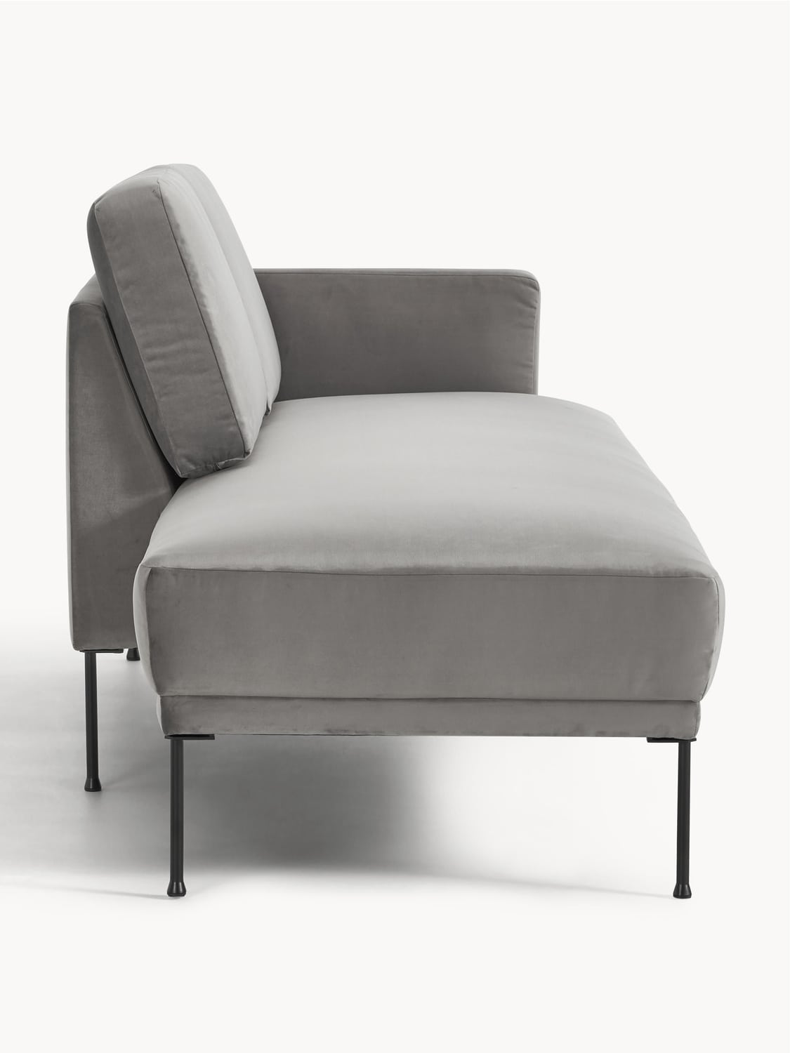 Fluente Velvet-Ottoman — Stone Grey