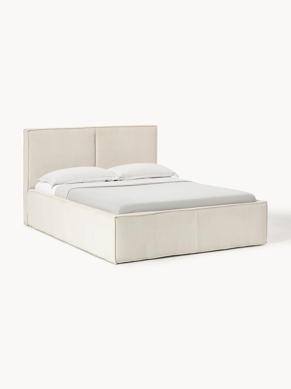Dream Corduroy-Upholstered Bed — Off-White