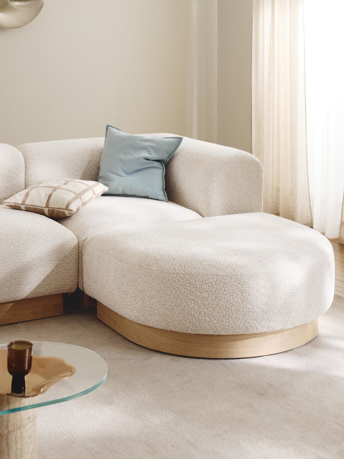 Natalie Corner Module in Teddy Bouclé — Blush