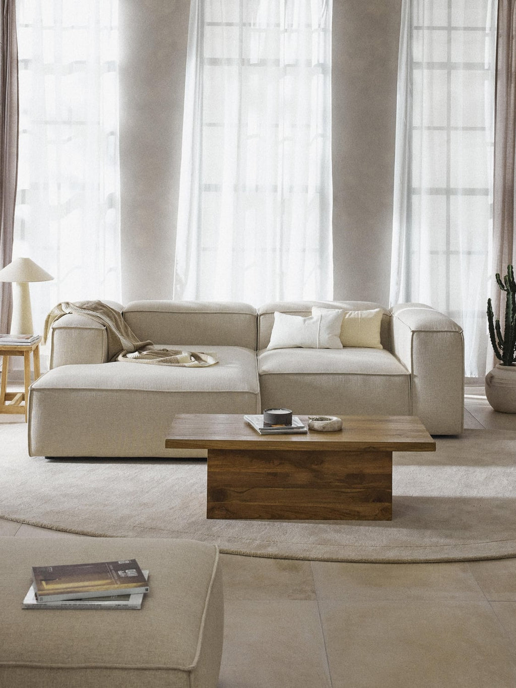 Lennon Corner Module in Linen Blend — Light Grey