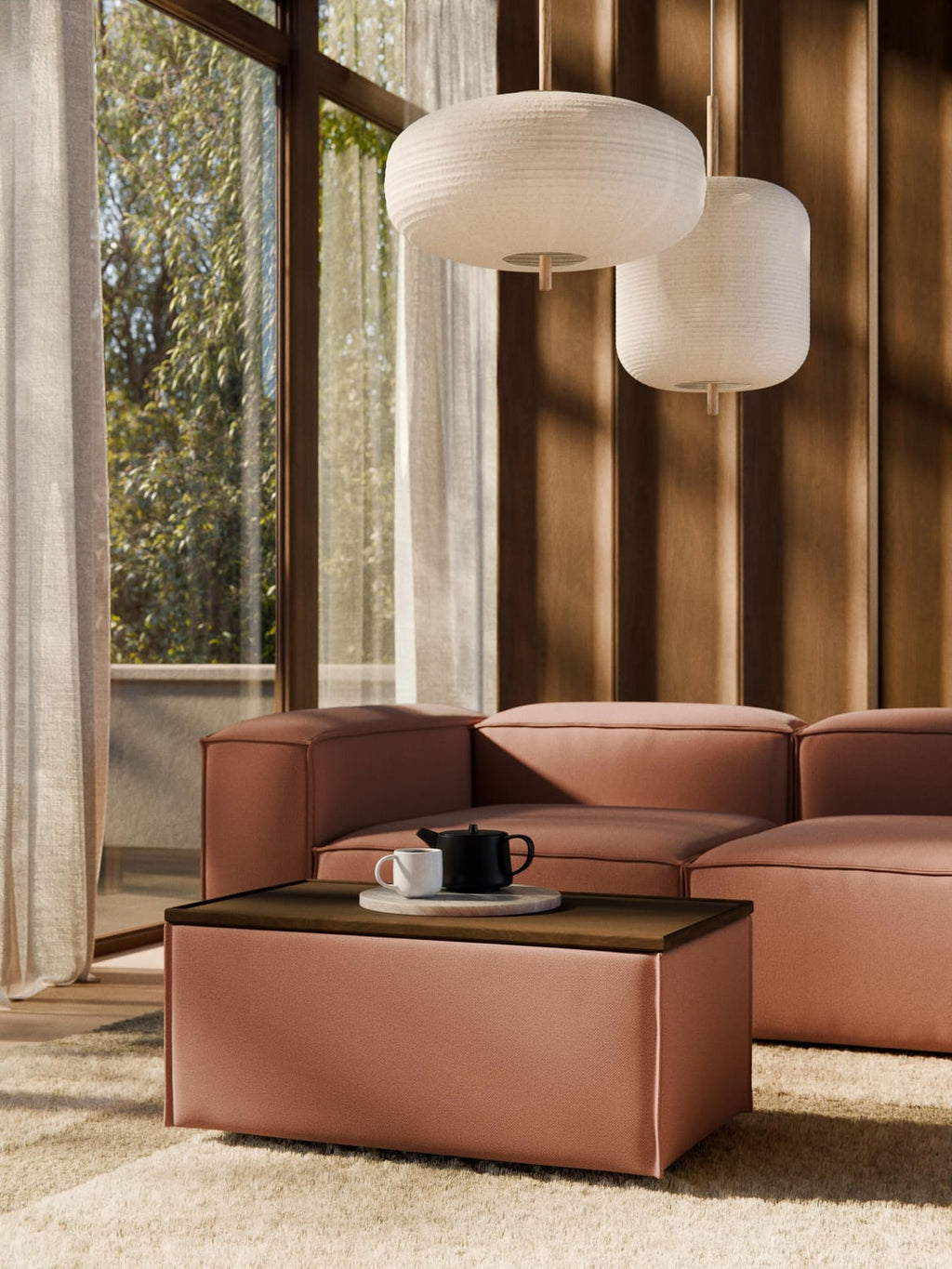 Lennon Sofa Ottoman with Storage — Cognac