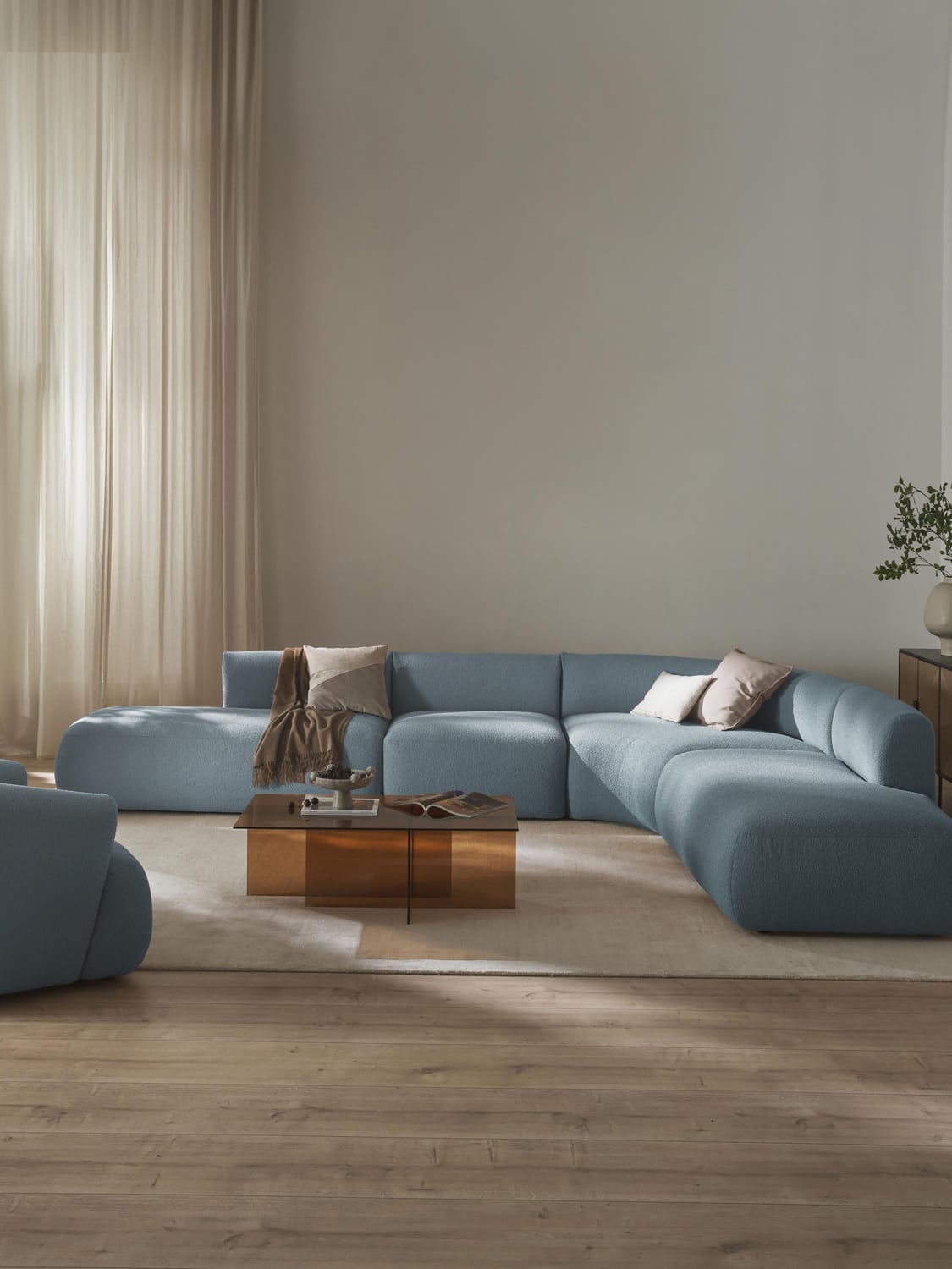 Sofia Modular Bouclé Corner Sofa (4-seater) — Grey