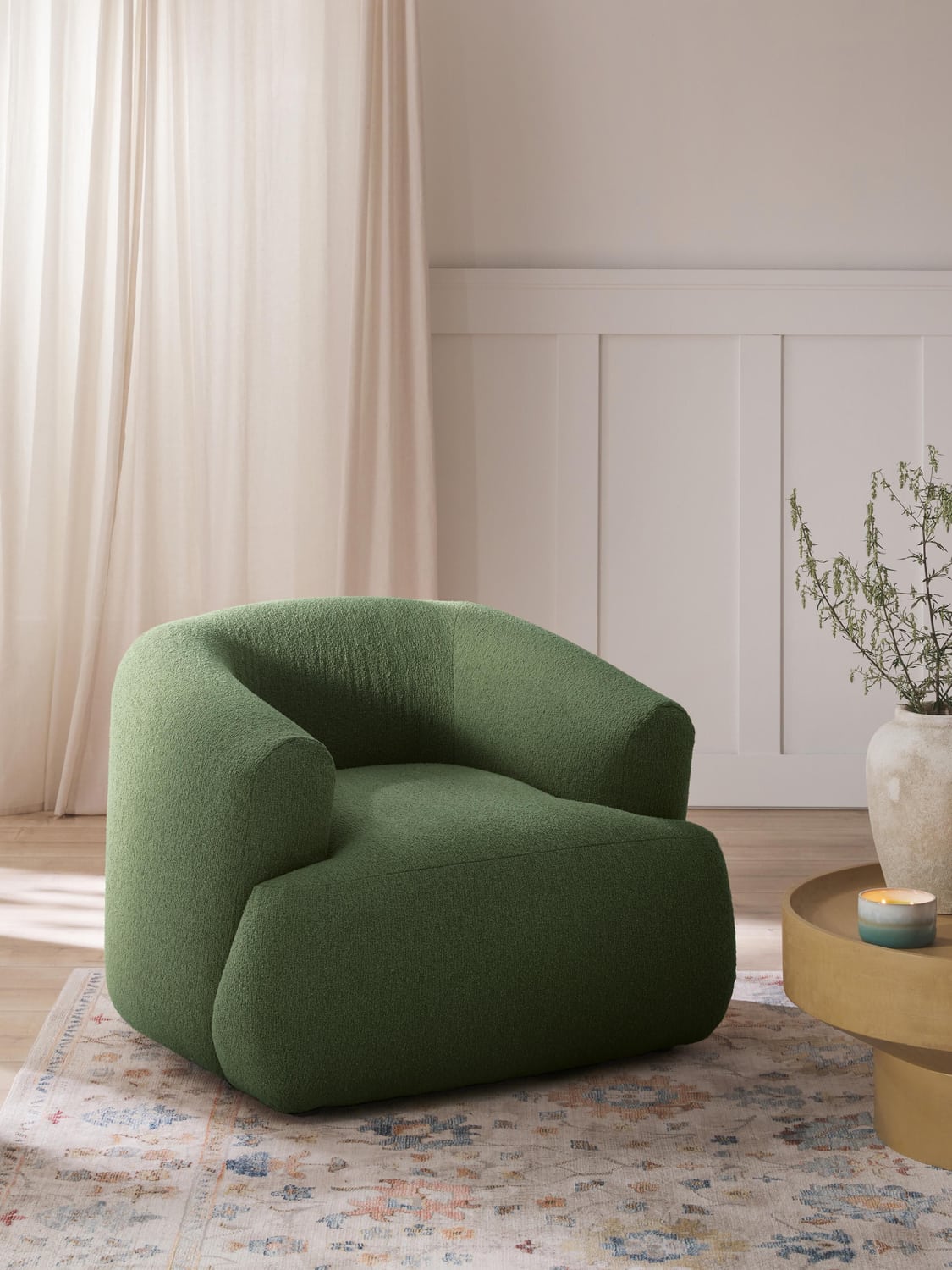 Sofia Bouclé Armchair — Dark Green