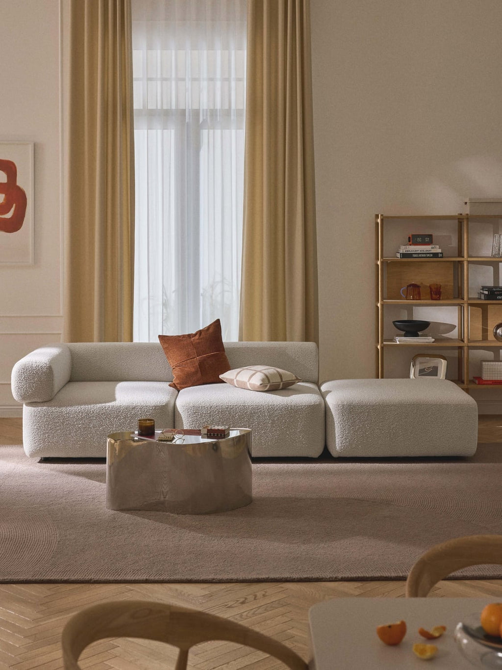 Anton Modular Bouclé-Ottoman — Light Grey