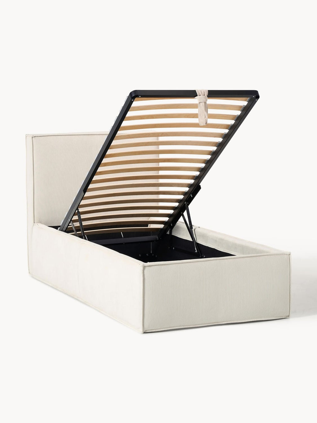 Dream Corduroy-Single Bed with Storage — Light Grey