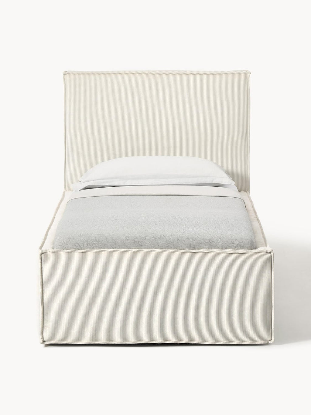 Dream Corduroy-Single Bed with Storage — Light Grey