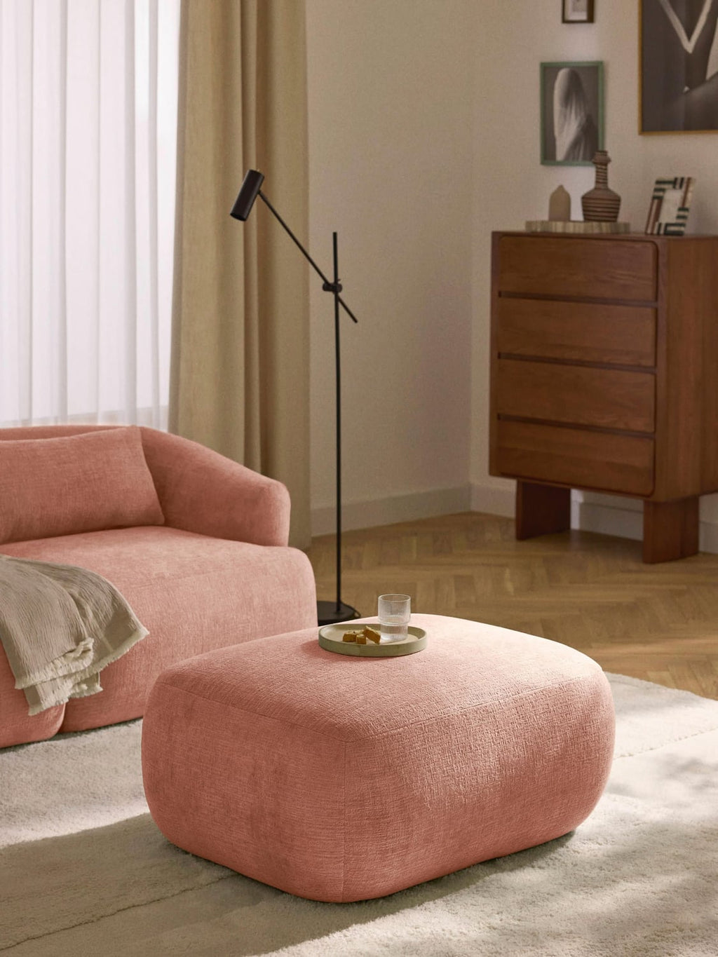 Sofia Ottoman — Linen Beige