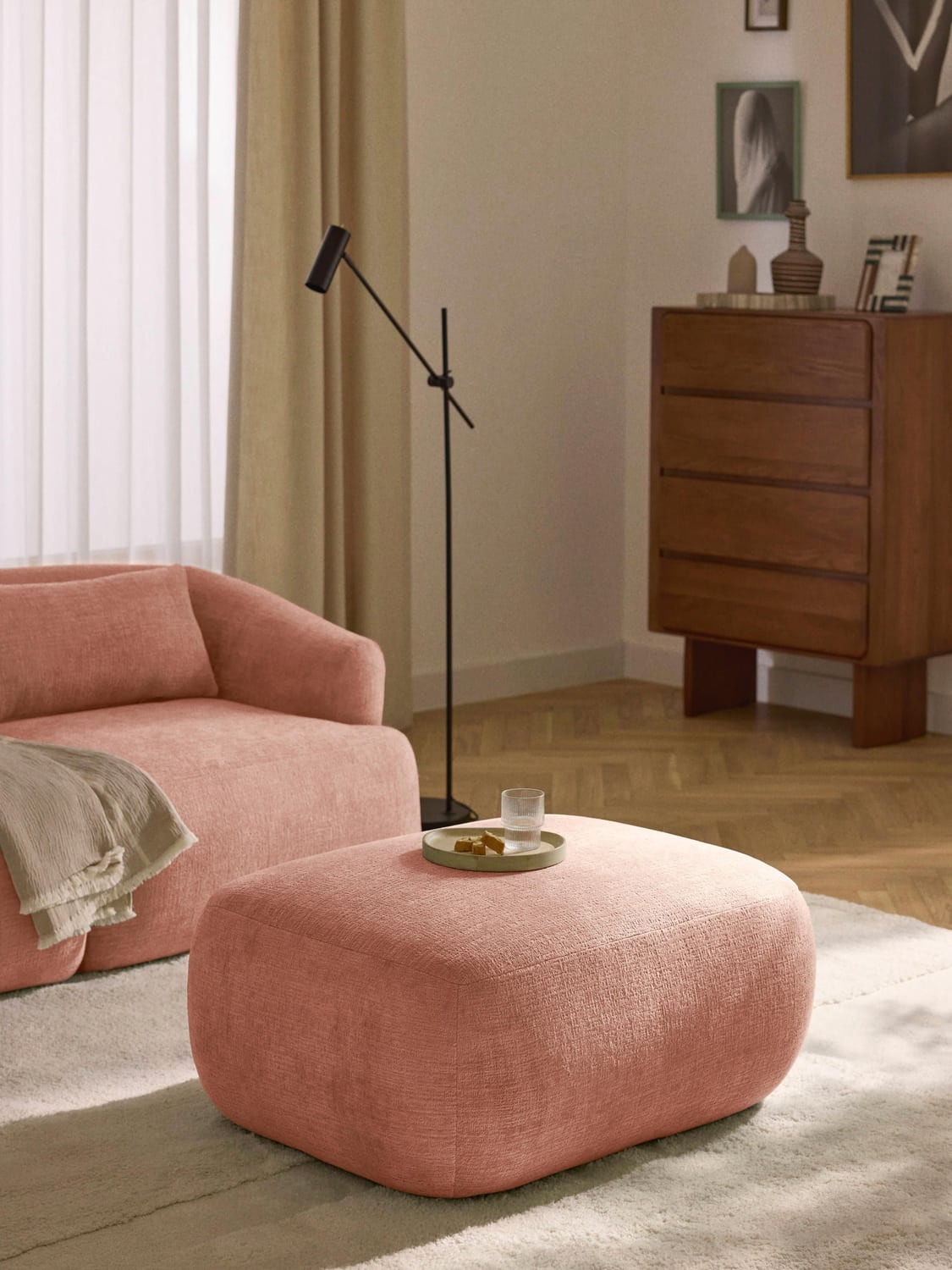 Sofia Ottoman — Linen Beige