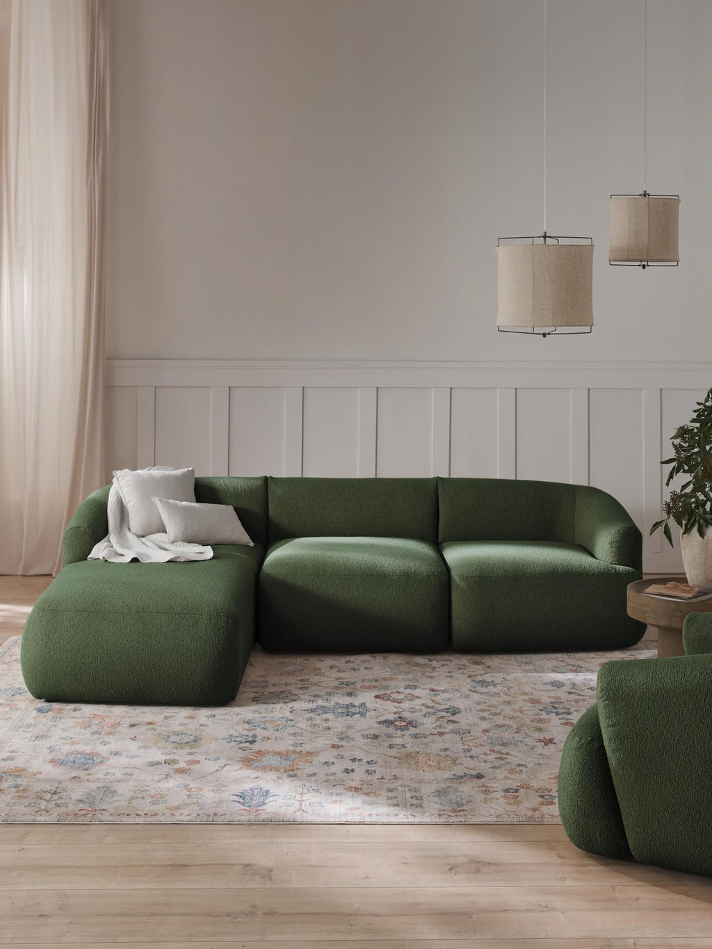 Sofia Modular Bouclé Corner Sofa (3-seater) — Green