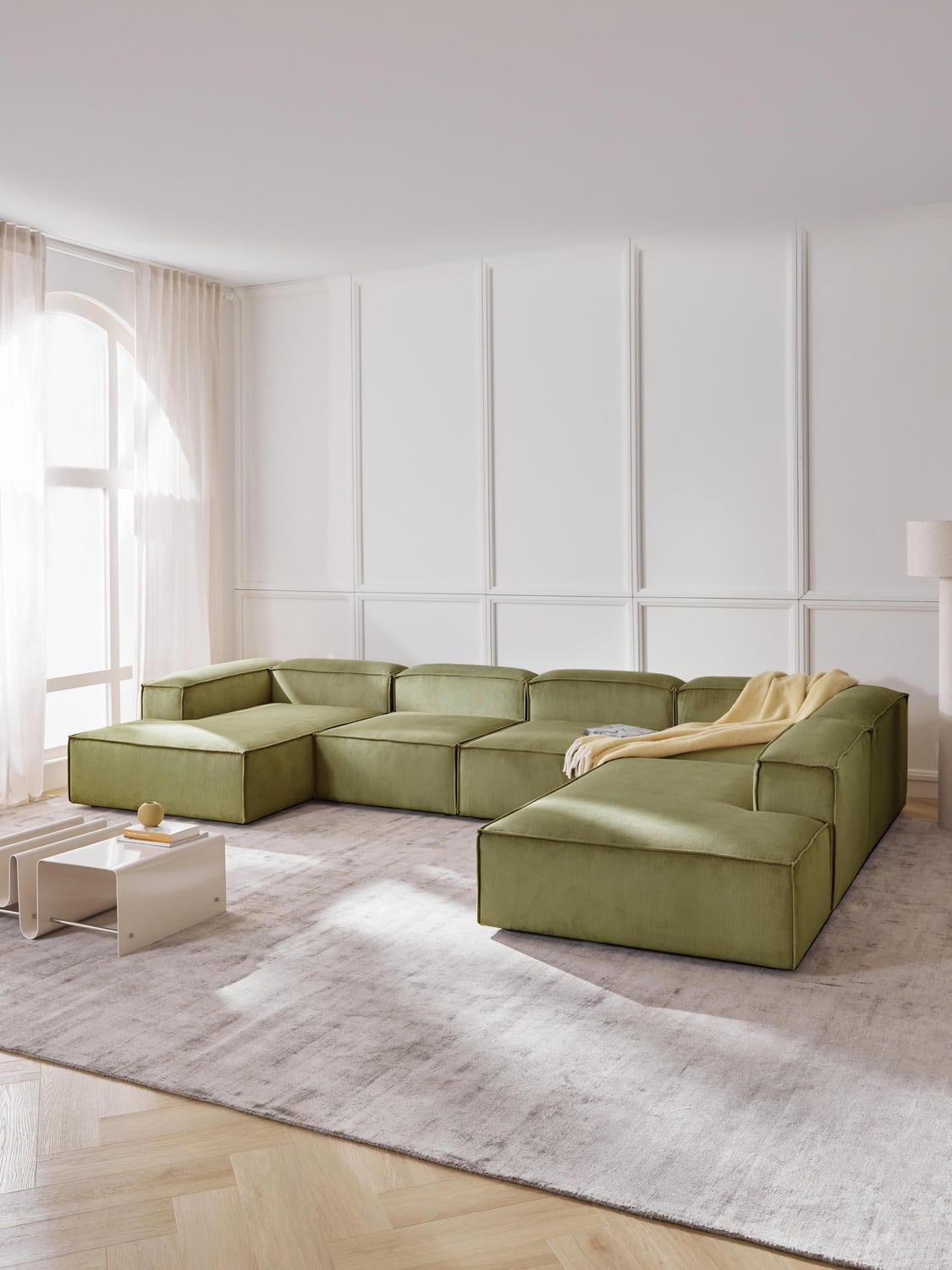 Lennon Modular XL Sofa in Corduroy — Eucalyptus