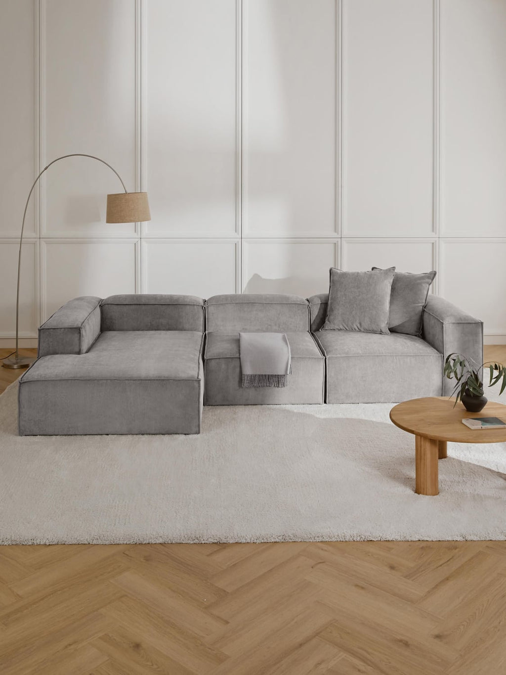 Lennon Middle Module in Corduroy — Warm Grey