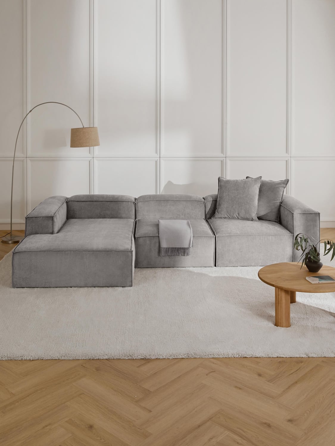Lennon Middle Module in Corduroy — Warm Grey