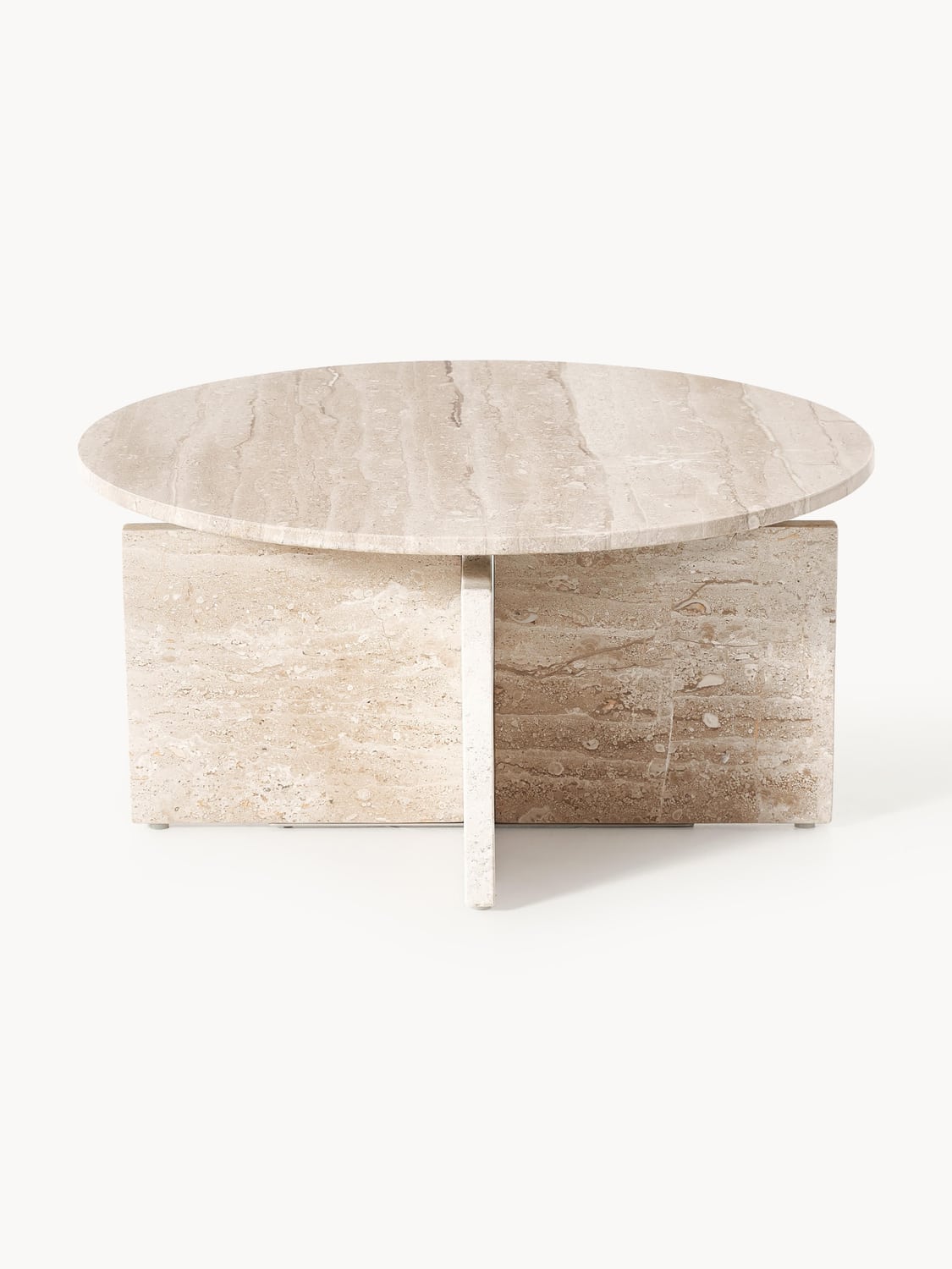 Marisa Round Coffee Table in Travertine