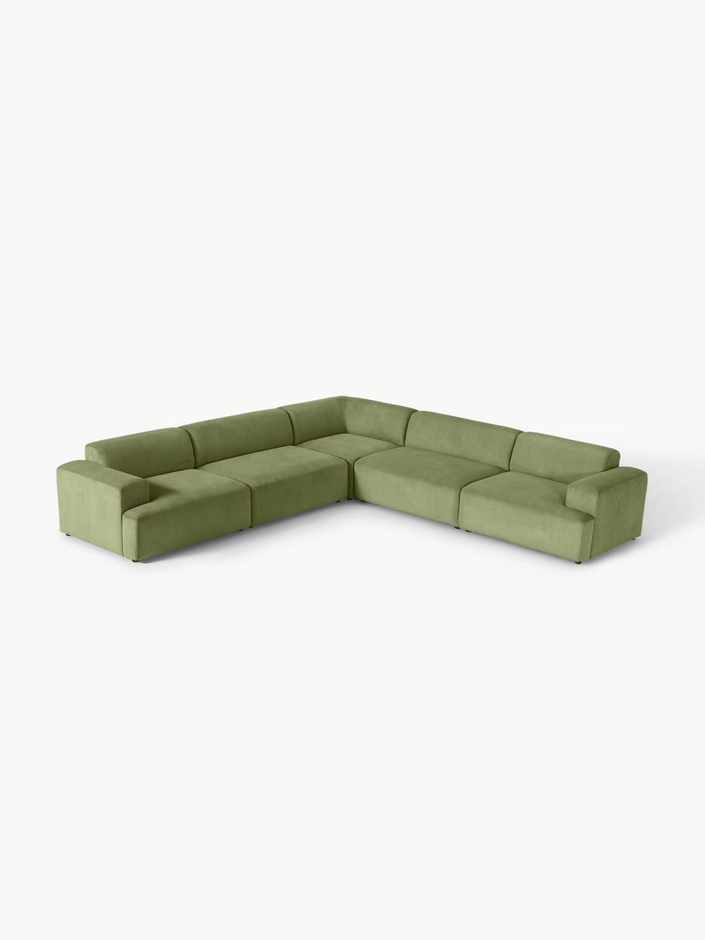 Melva Corduroy Corner Sofa (4-seater) — Mushroom