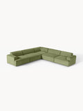 Melva Corduroy Corner Sofa (4-seater) — Mushroom