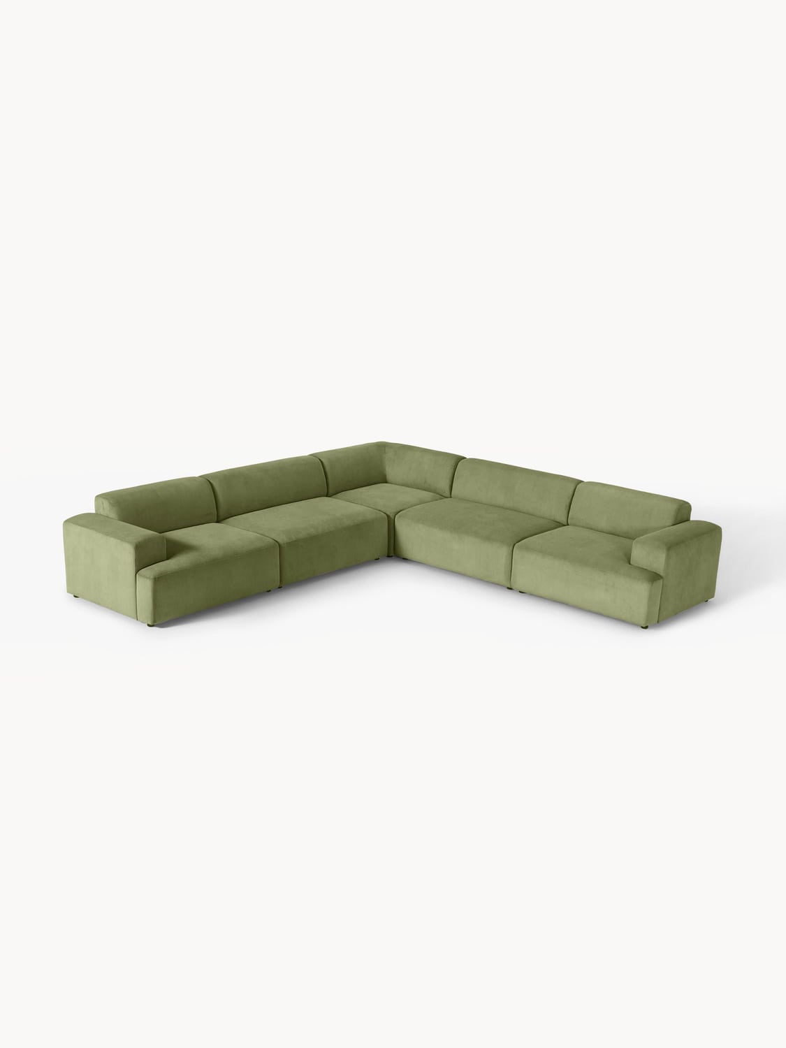 Melva Corduroy Corner Sofa (4-seater) — Mushroom