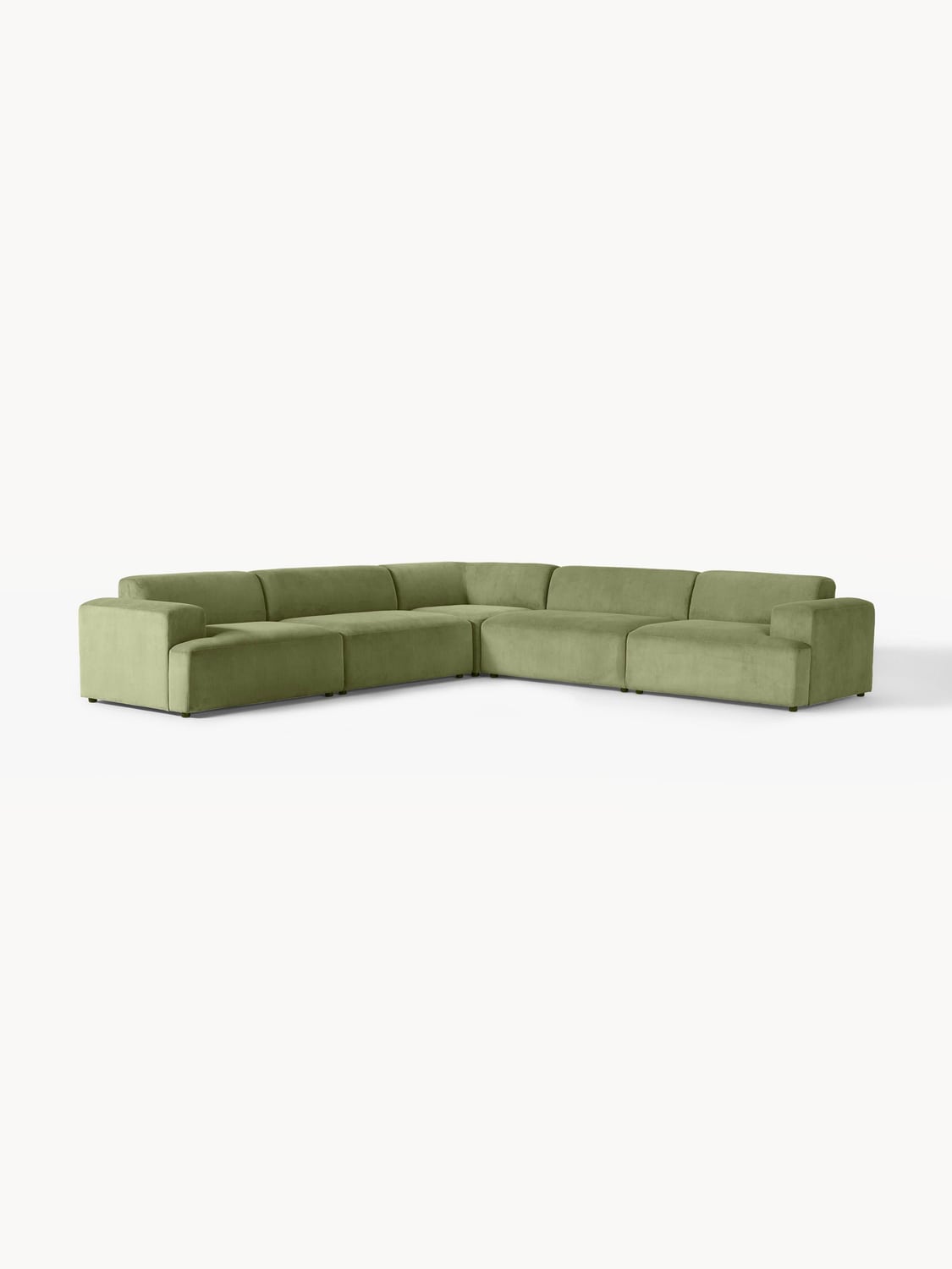 Melva Corduroy Corner Sofa (4-seater) — Mushroom