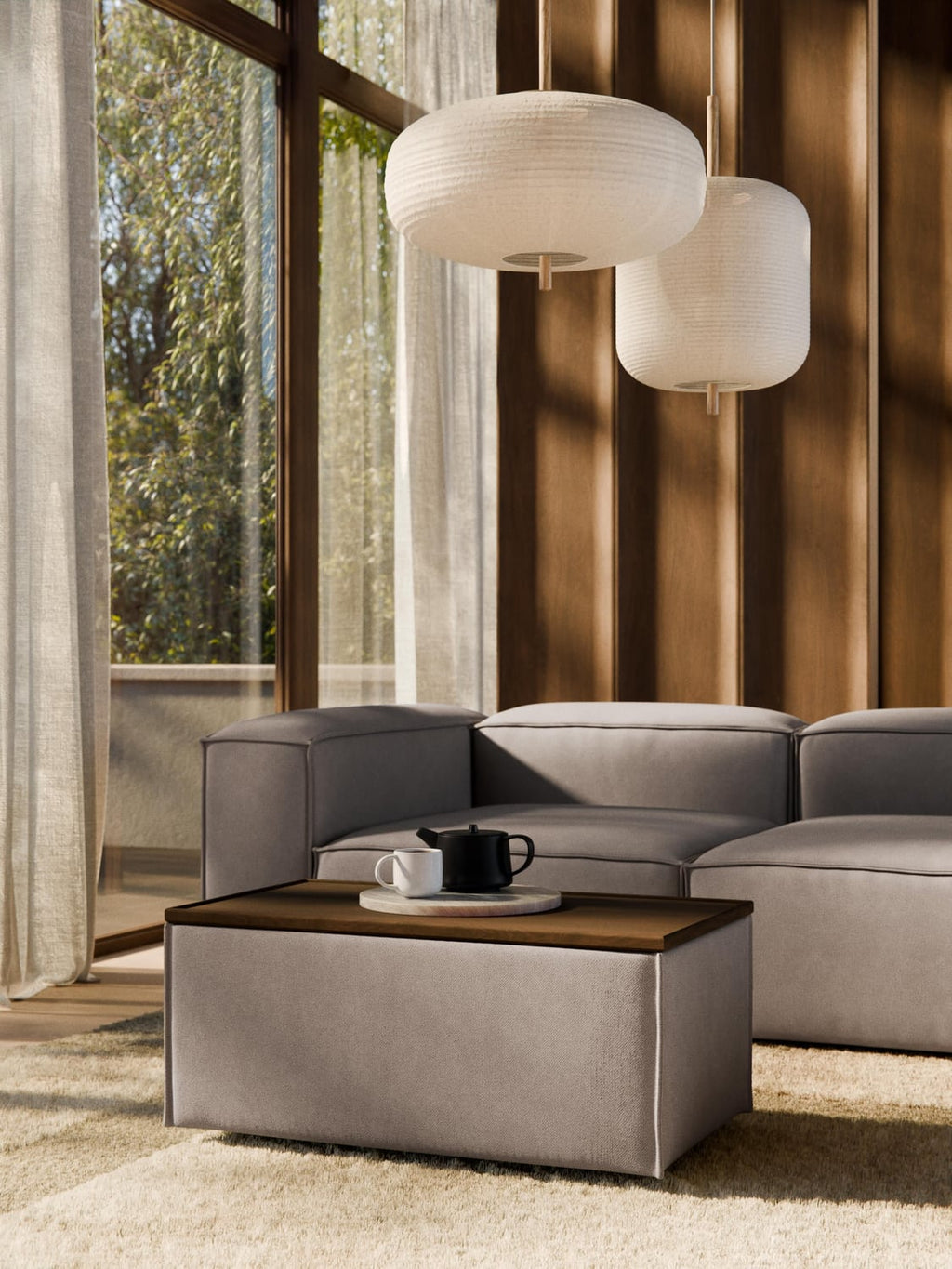 Lennon Sofa Ottoman with Storage — Taupe