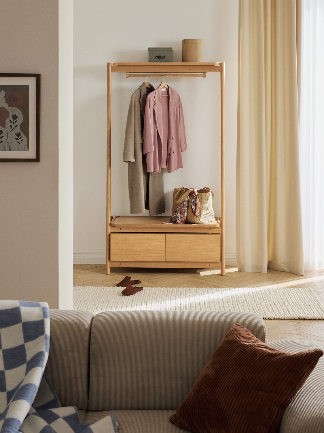 Libby Wooden Coat Stand — Sand