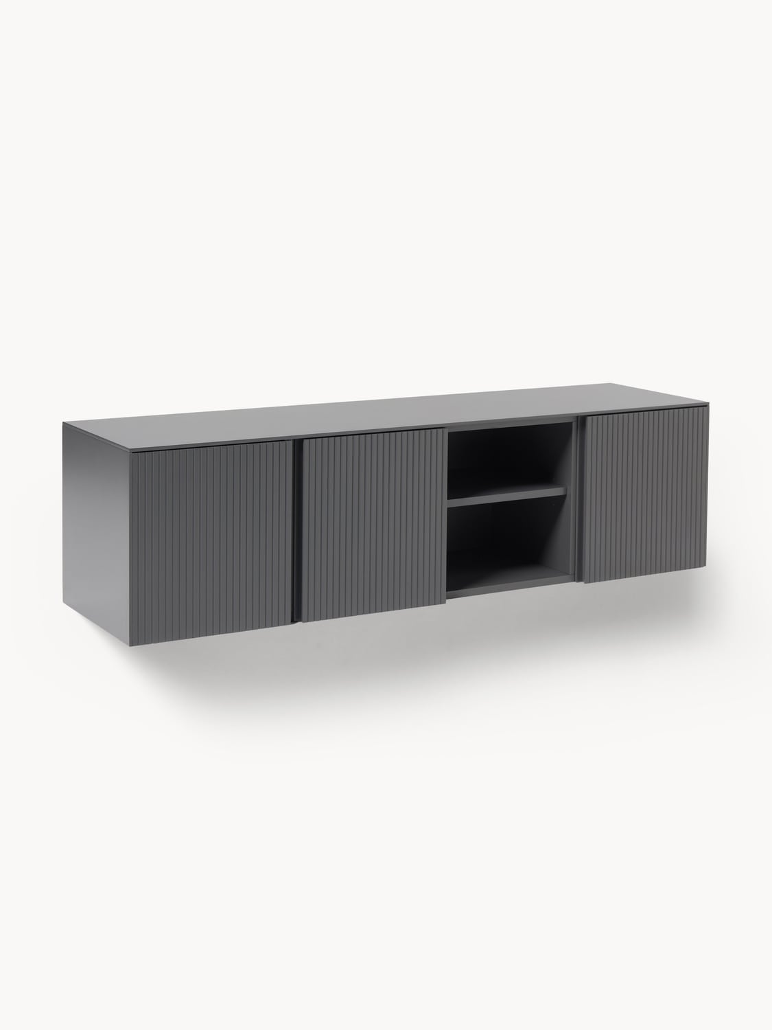 Shea Lowboard with Fluted Front — Dark Grey