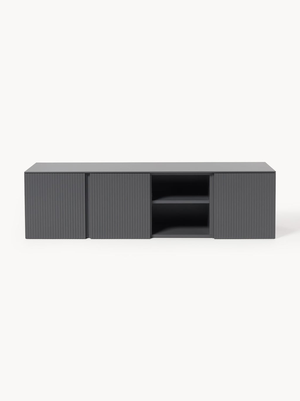Shea Lowboard with Fluted Front — Dark Grey