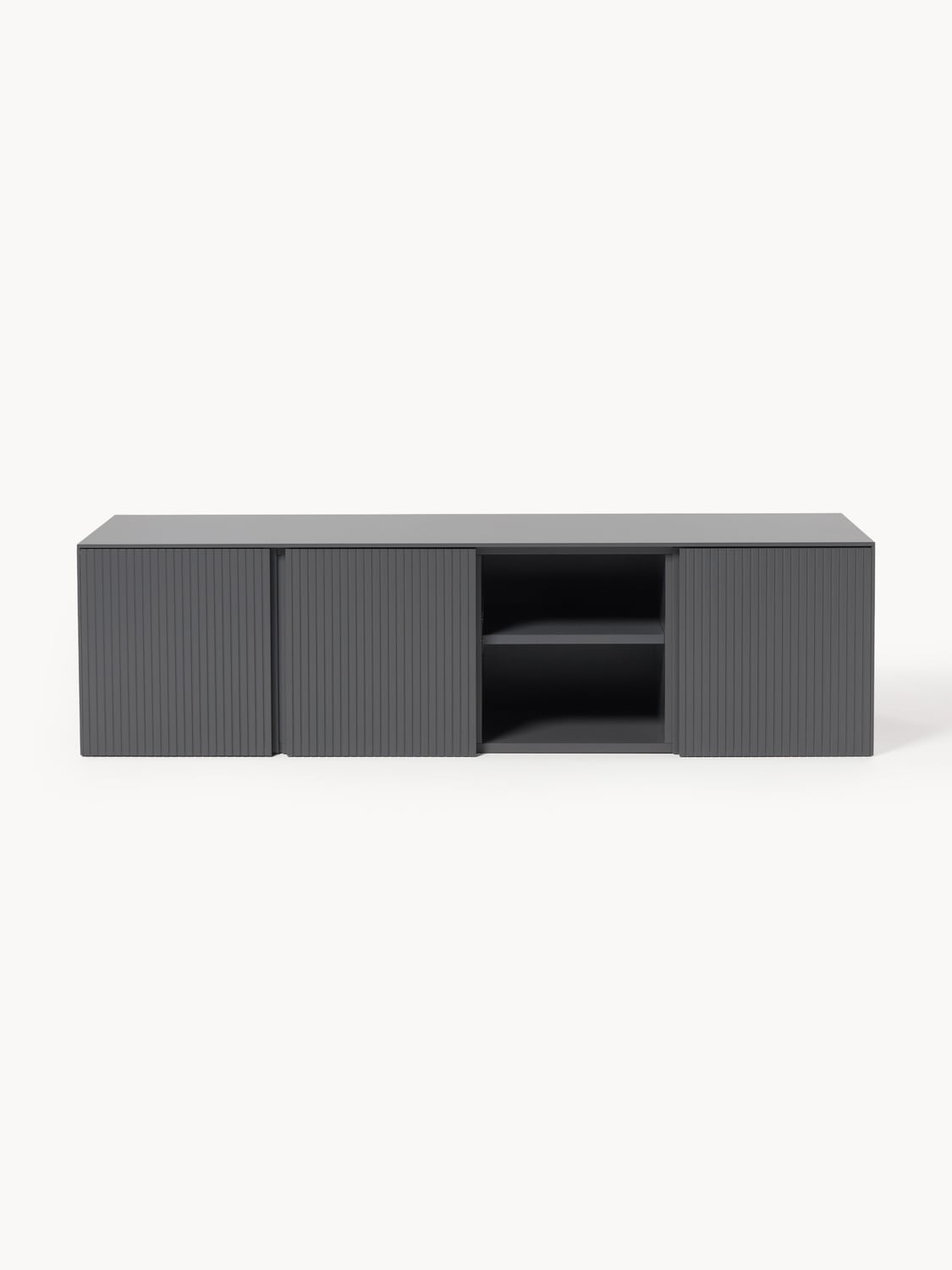 Shea Lowboard with Fluted Front — Dark Grey