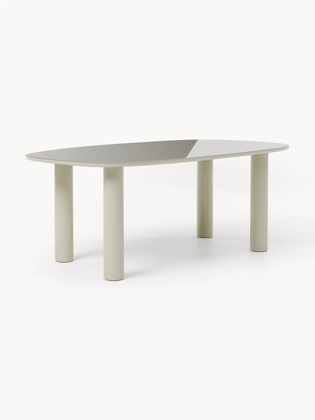 Beni Organic Dining Table with Glass Top, 200 x 110 cm — Light Grey