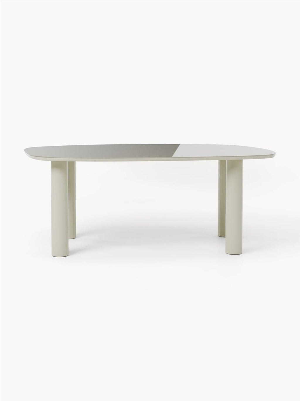 Beni Organic Dining Table with Glass Top, 200 x 110 cm — Light Grey