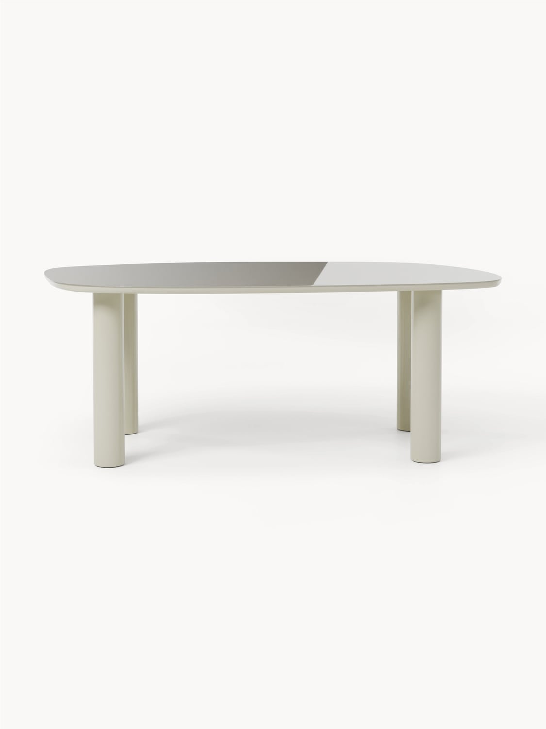 Beni Organic Dining Table with Glass Top, 200 x 110 cm — Light Grey
