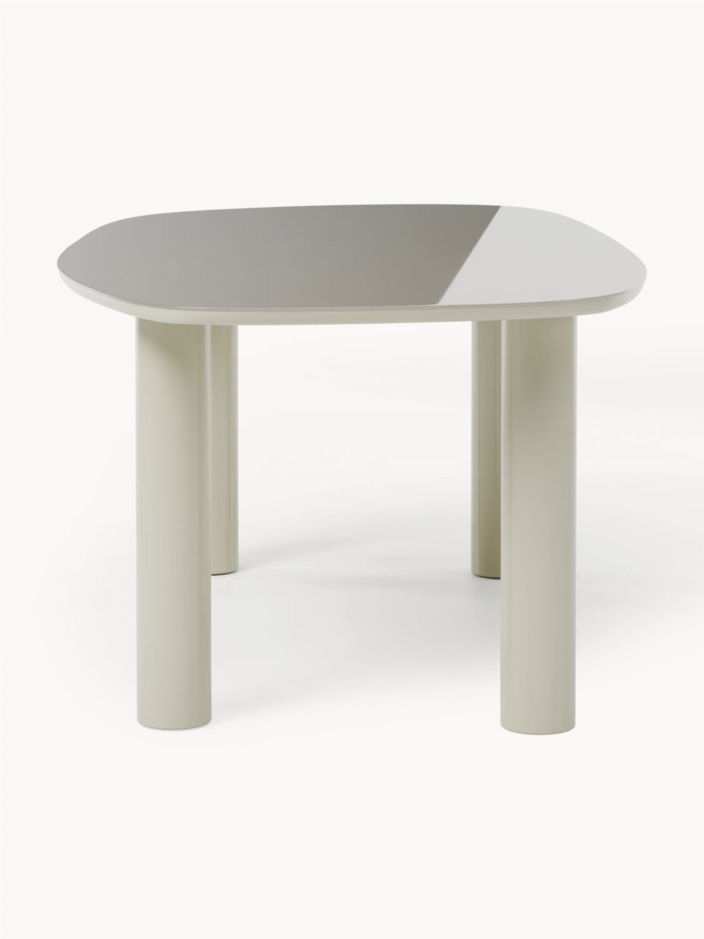 Beni Organic Dining Table with Glass Top, 200 x 110 cm — Light Grey