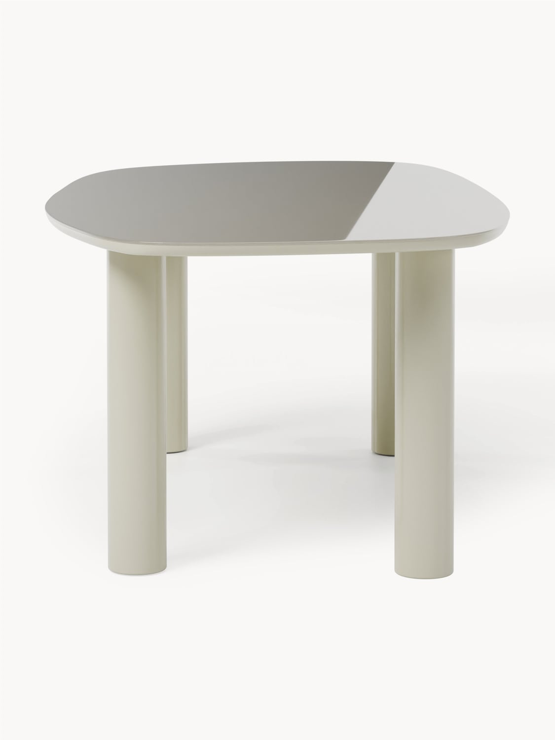 Beni Organic Dining Table with Glass Top, 200 x 110 cm — Light Grey