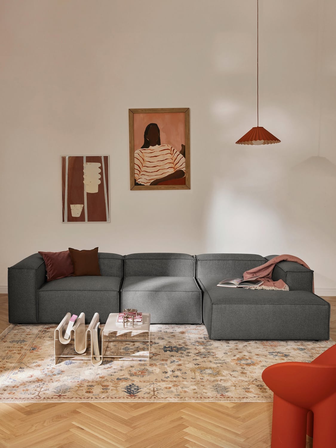 Lennon Modular Corner Sofa (4-seater) — Dark Grey