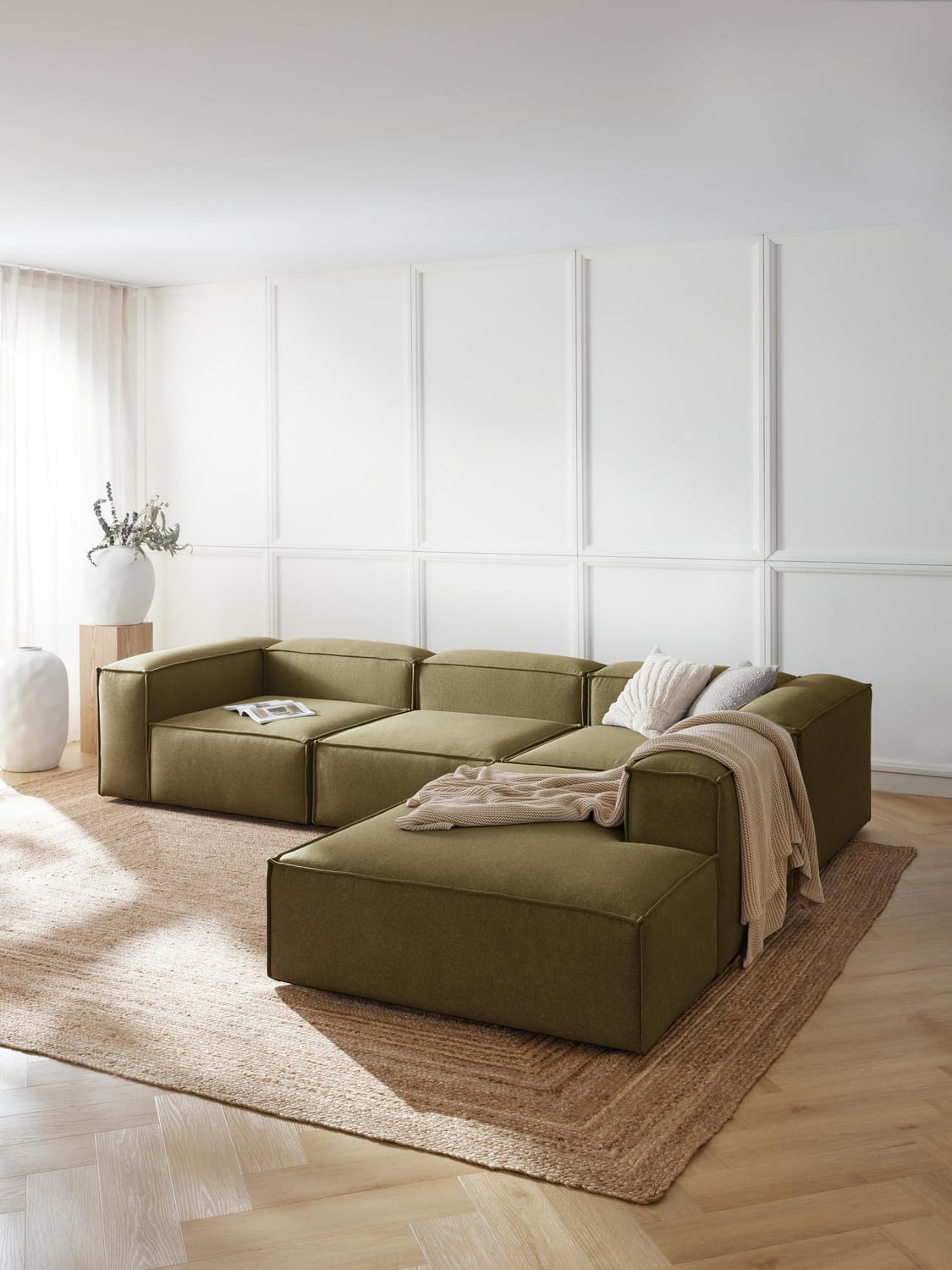 Lennon Modular XL Corner Sofa (4-seater) — Olive