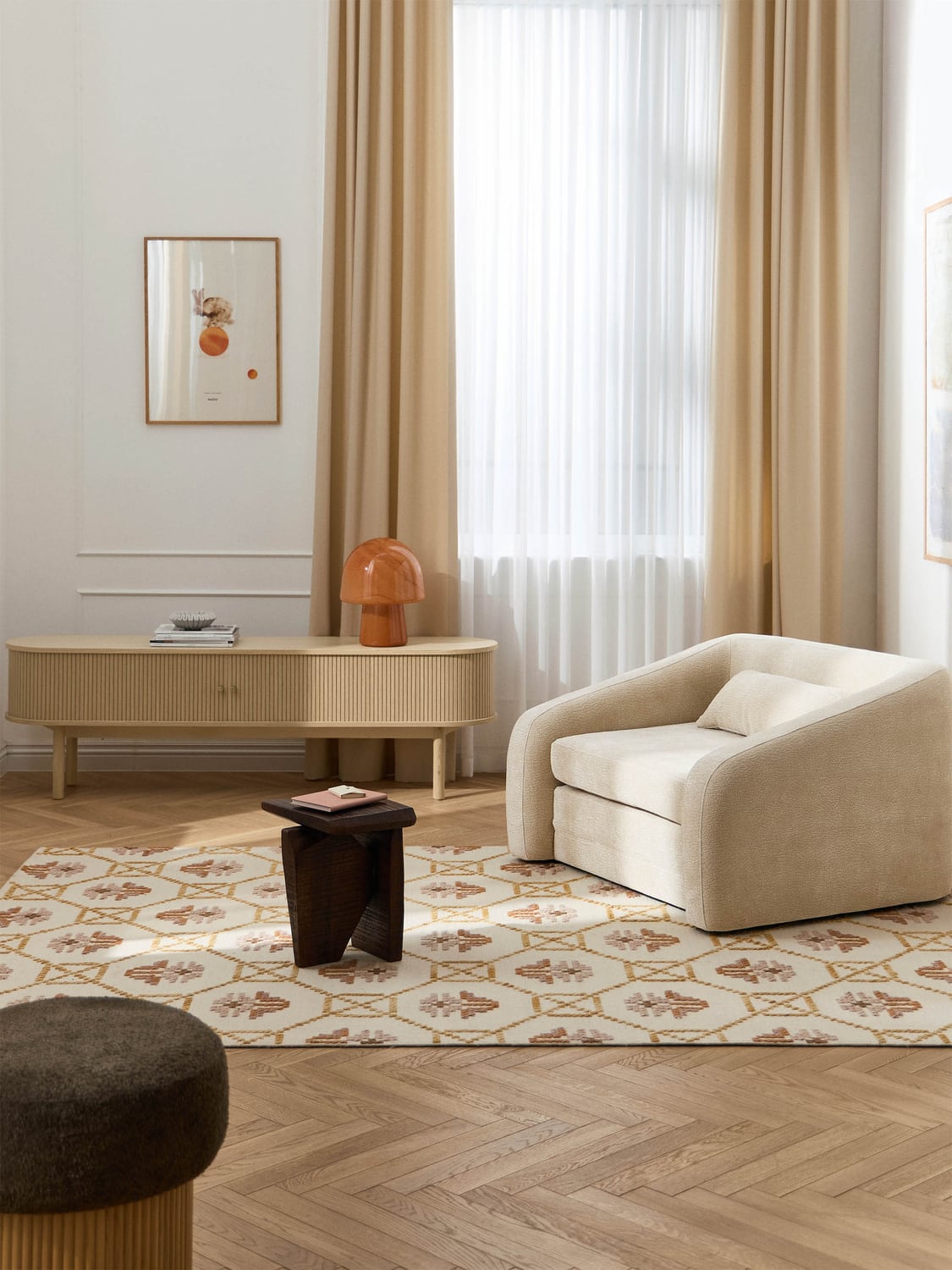 Calary TV Unit with Fluted Front — Sand