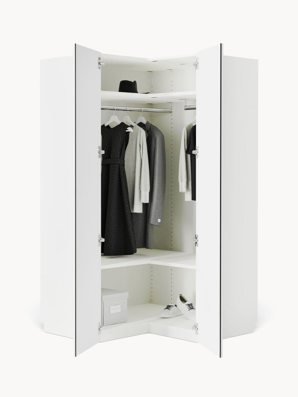 Charlotte Modular Corner Wardrobe, 115 cm Width — Off-White