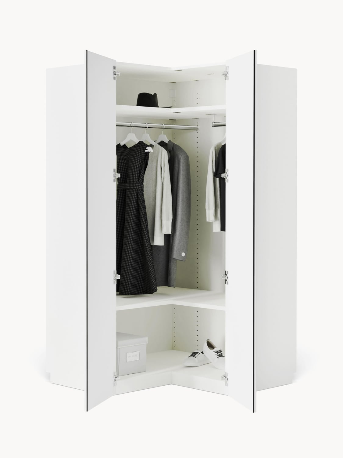 Charlotte Modular Corner Wardrobe, 115 cm Width — Off-White