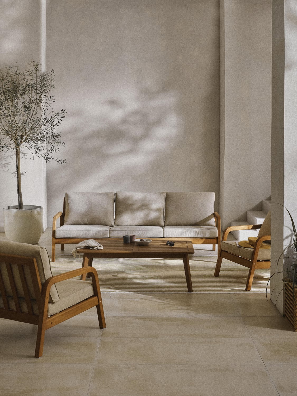 Bergen Garden Lounge Set in Eucalyptus, set of 4