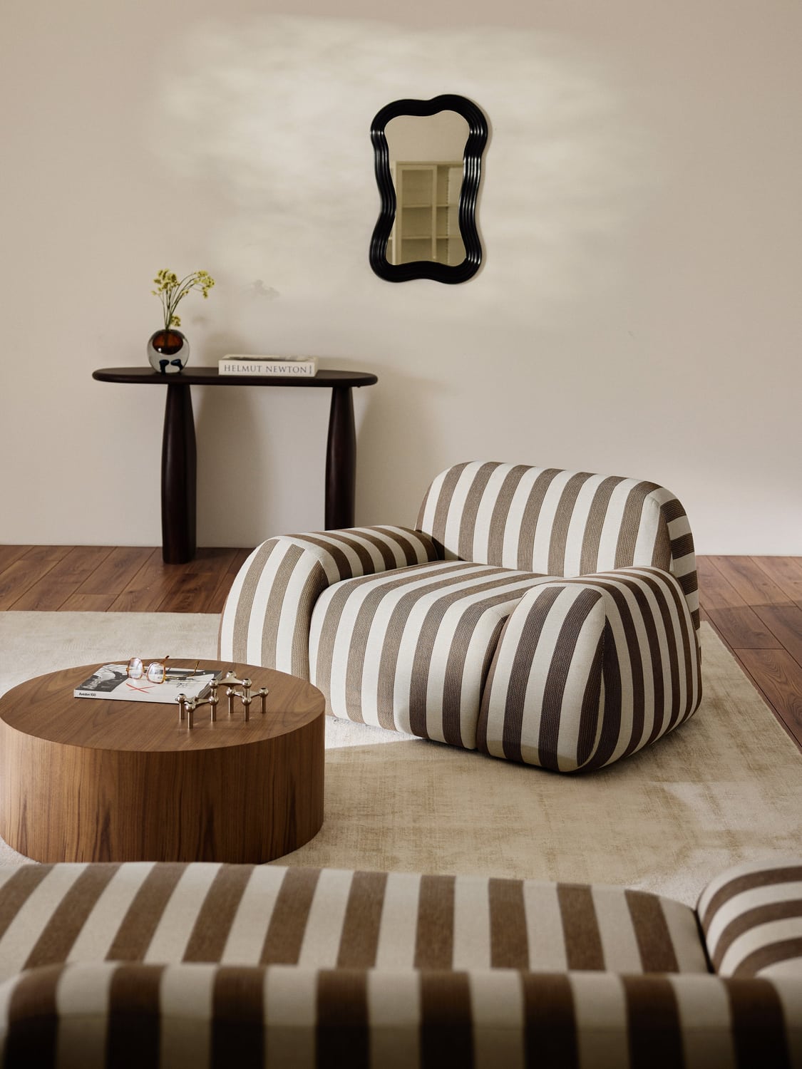 Wolke Striped Lounge Chair — Warm Grey