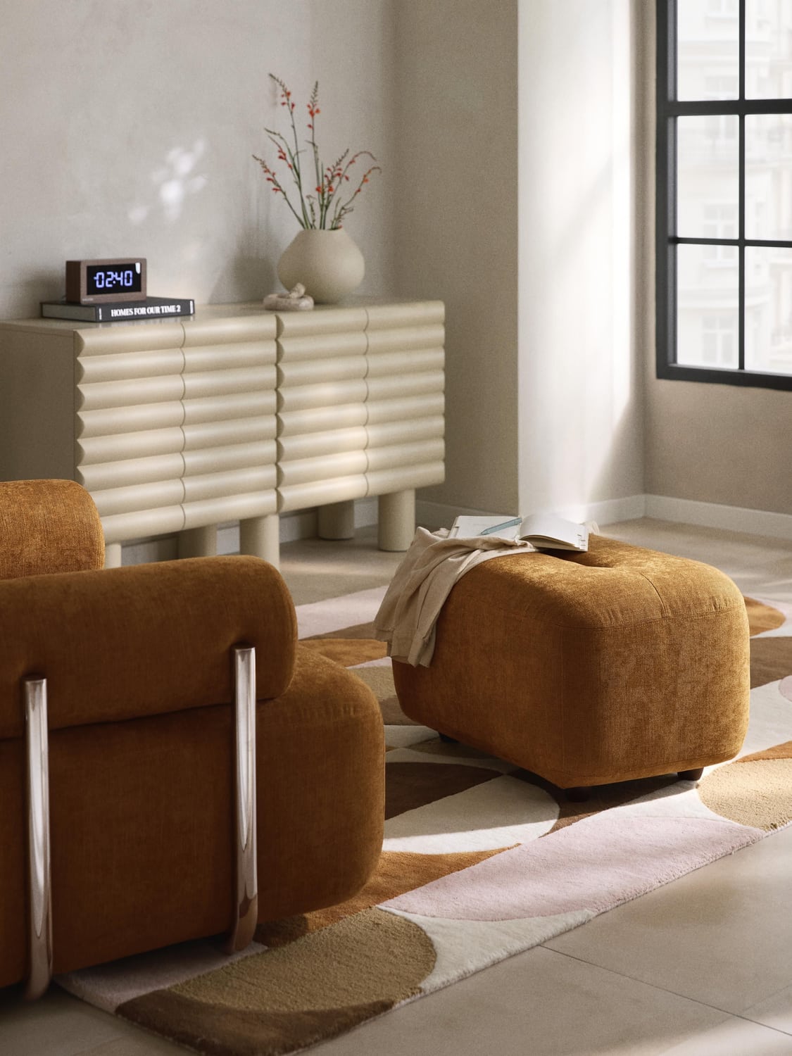 Stella Sofa Ottoman — Cognac