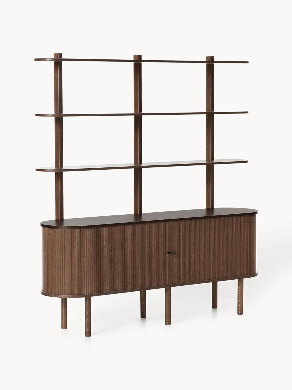 Calary Large Shelving Unit with Fluted Front — Dark Grey