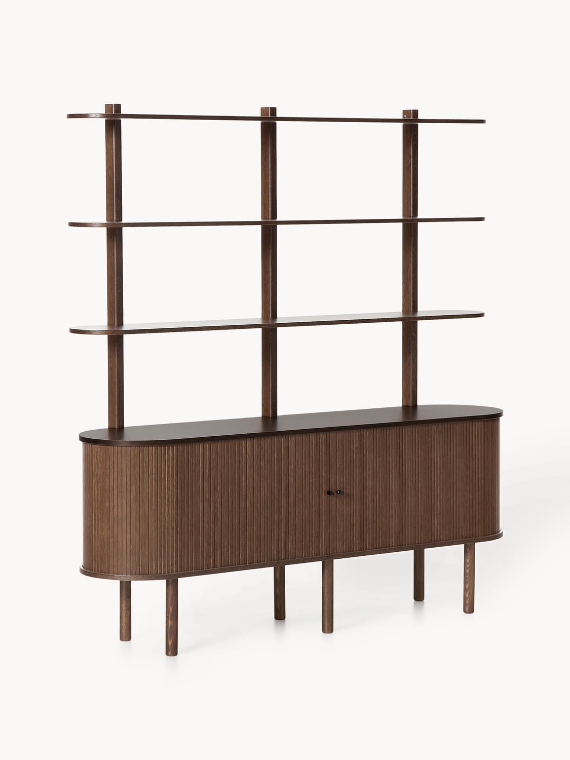 Calary Large Shelving Unit with Fluted Front — Dark Grey