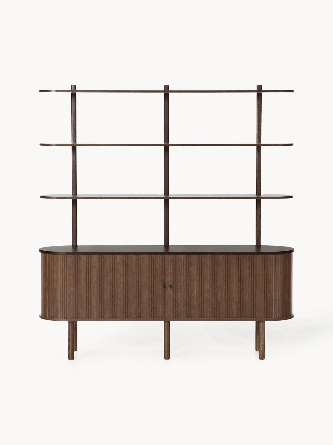 Calary Large Shelving Unit with Fluted Front — Dark Grey