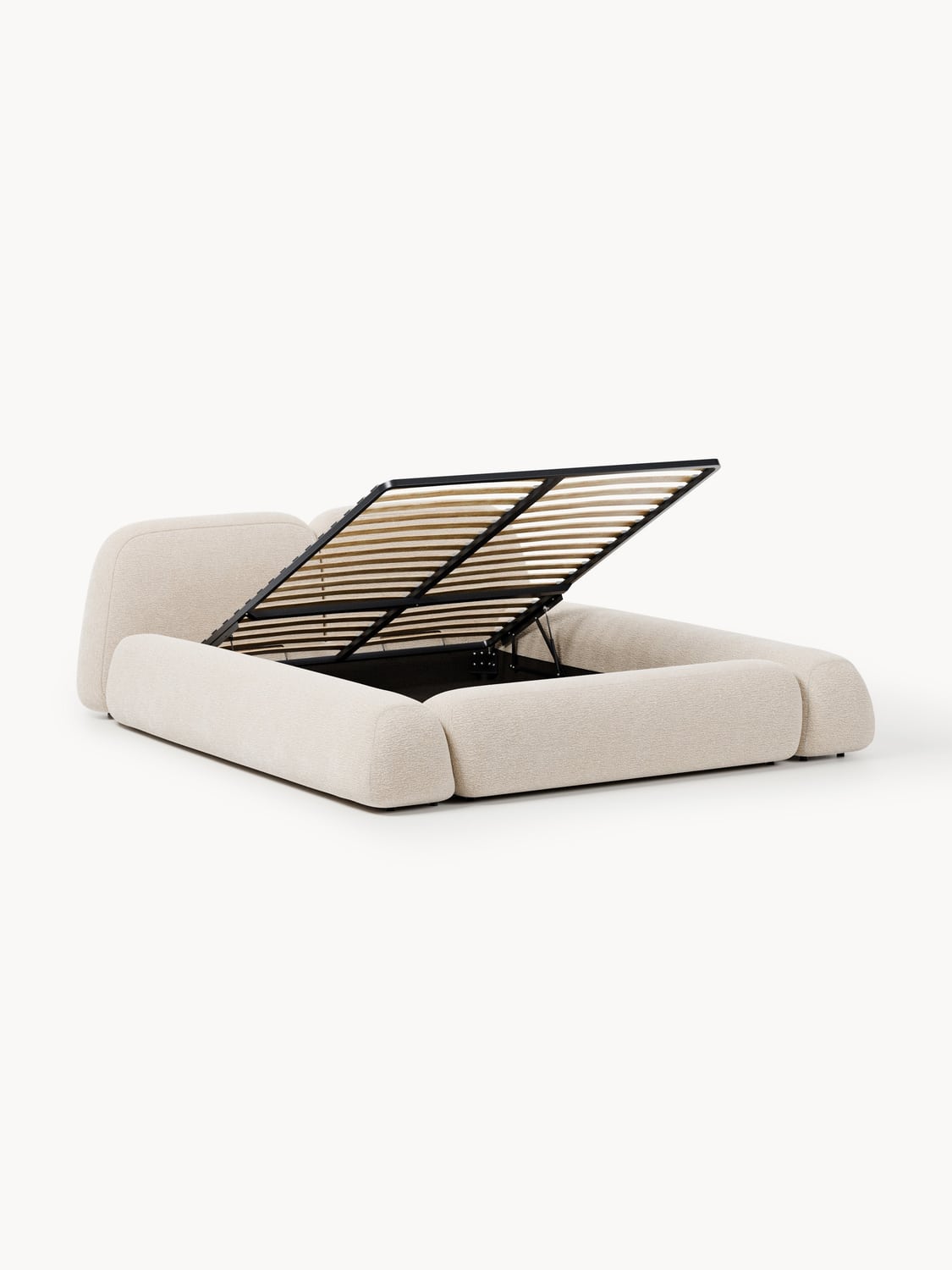 Wolke Upholstered Bed with Storage — Pearl Grey