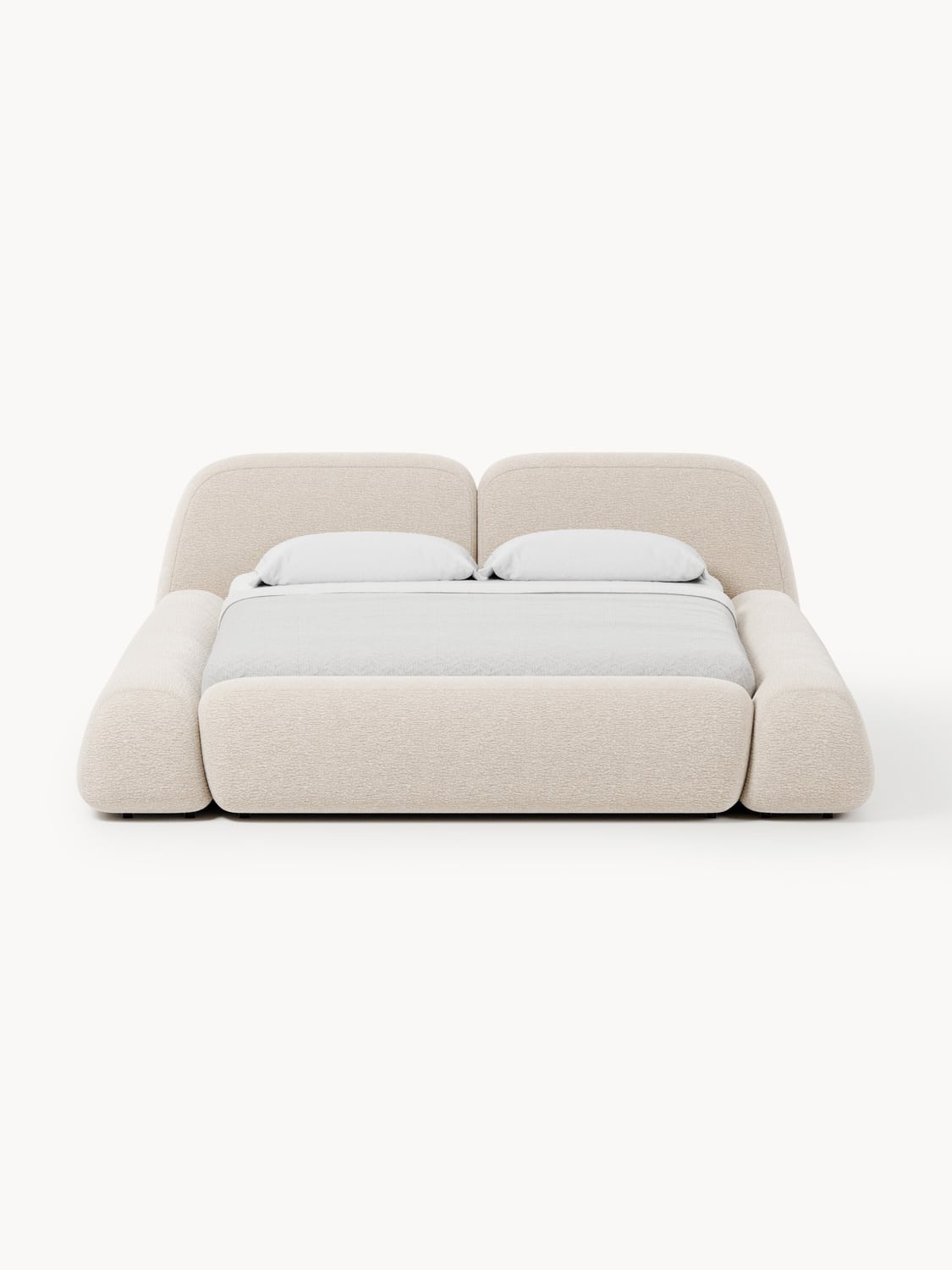 Wolke Upholstered Bed with Storage — Pearl Grey