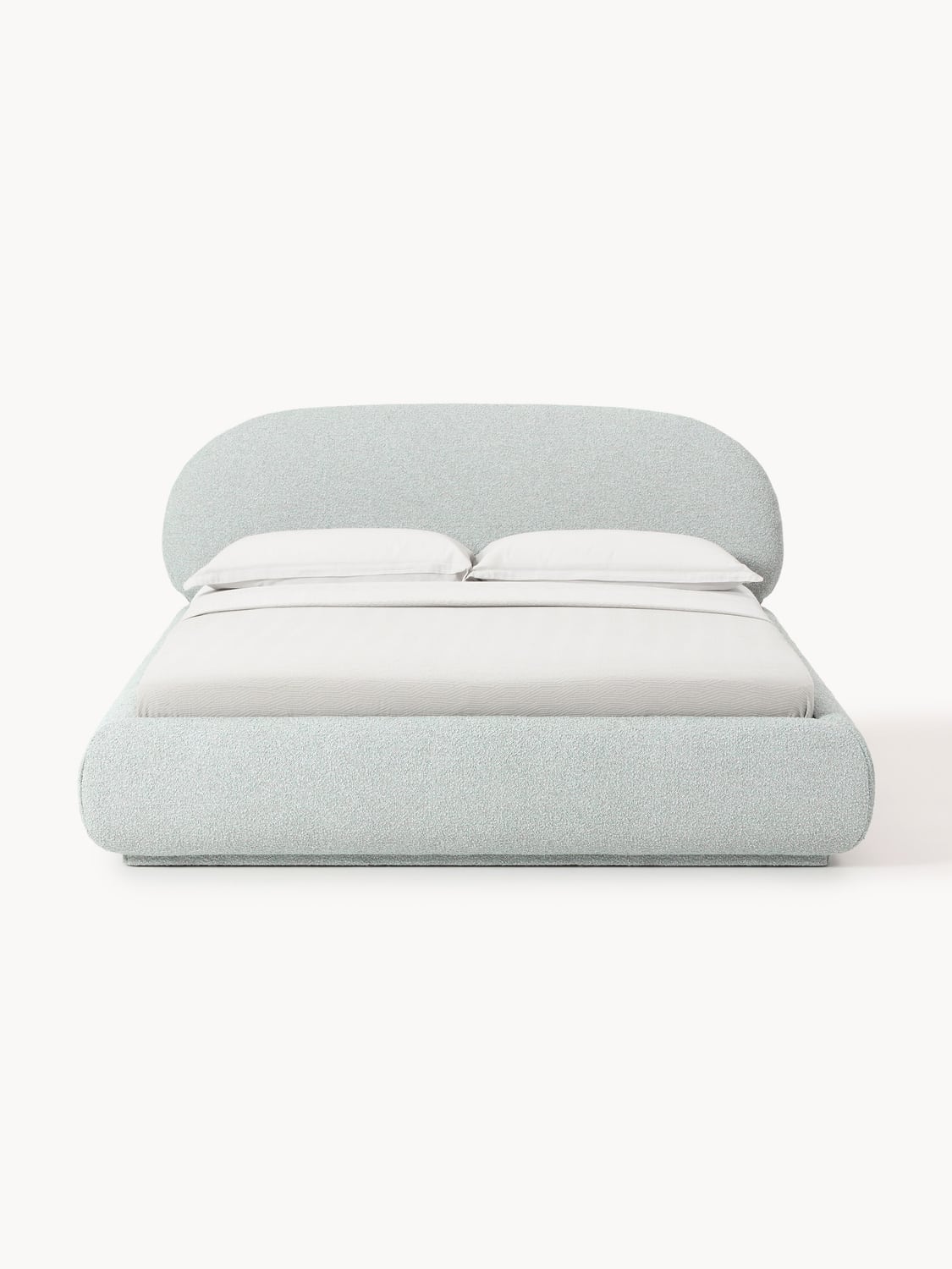 Alba Bouclé Upholstered Bed — Light Grey